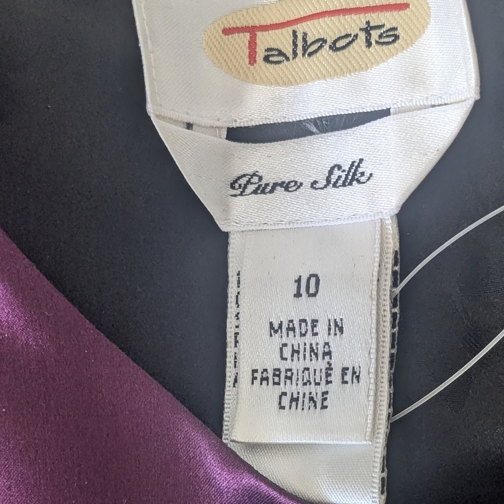 Talbots Plum Washed Silk Sleeveless Shell Top Size 10 NWT Lined Classic - Picture 3 of 11